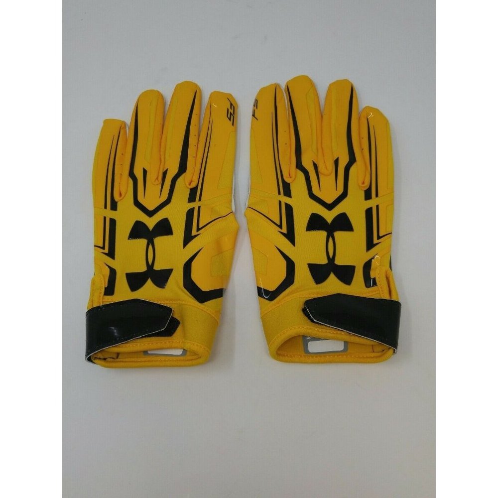 New Under Armour Men's Yellow/Black WR Football Gloves - Size Large